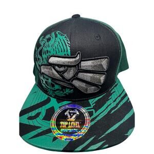 Top Level MEX Snapback Hat – Green Black Silver Eagle Design‎ – Mexico  – New